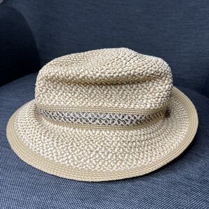 Eric Javits Squishee Woven Fedora Hat Beige UPF 50+ Packable Luxury Beach